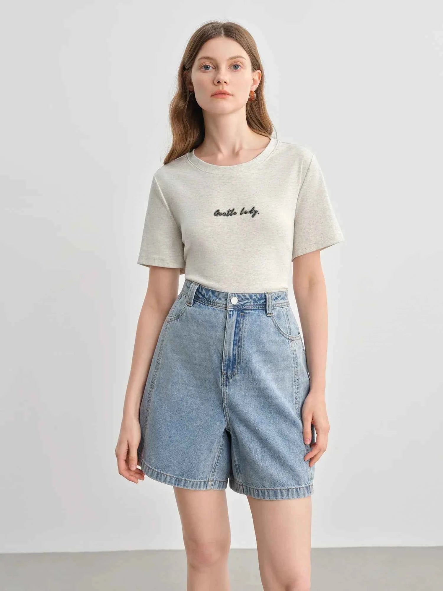 Contrast Letter Print Slimming O-Neck T-Shirt