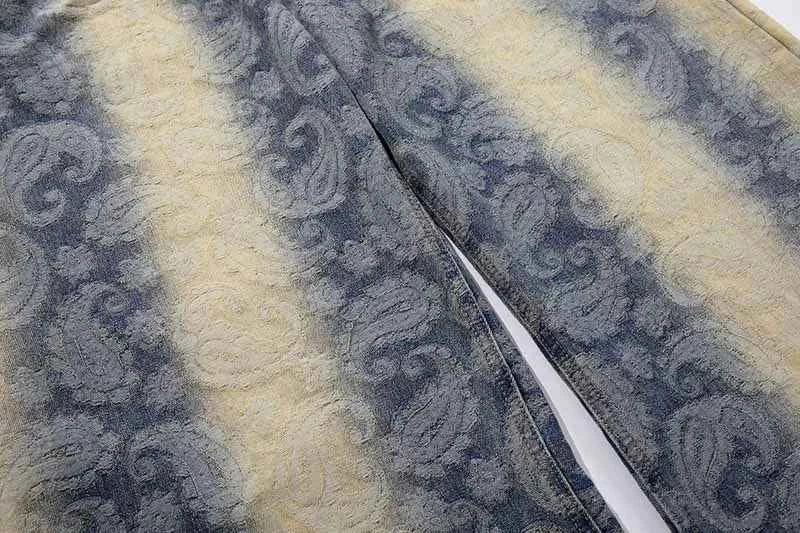 Bold Paisley Pattern Loose Fit Denim Jeans