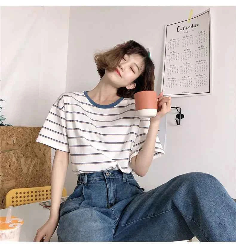 Timeless Staple Stripe Loose Minimalist T-Shirt
