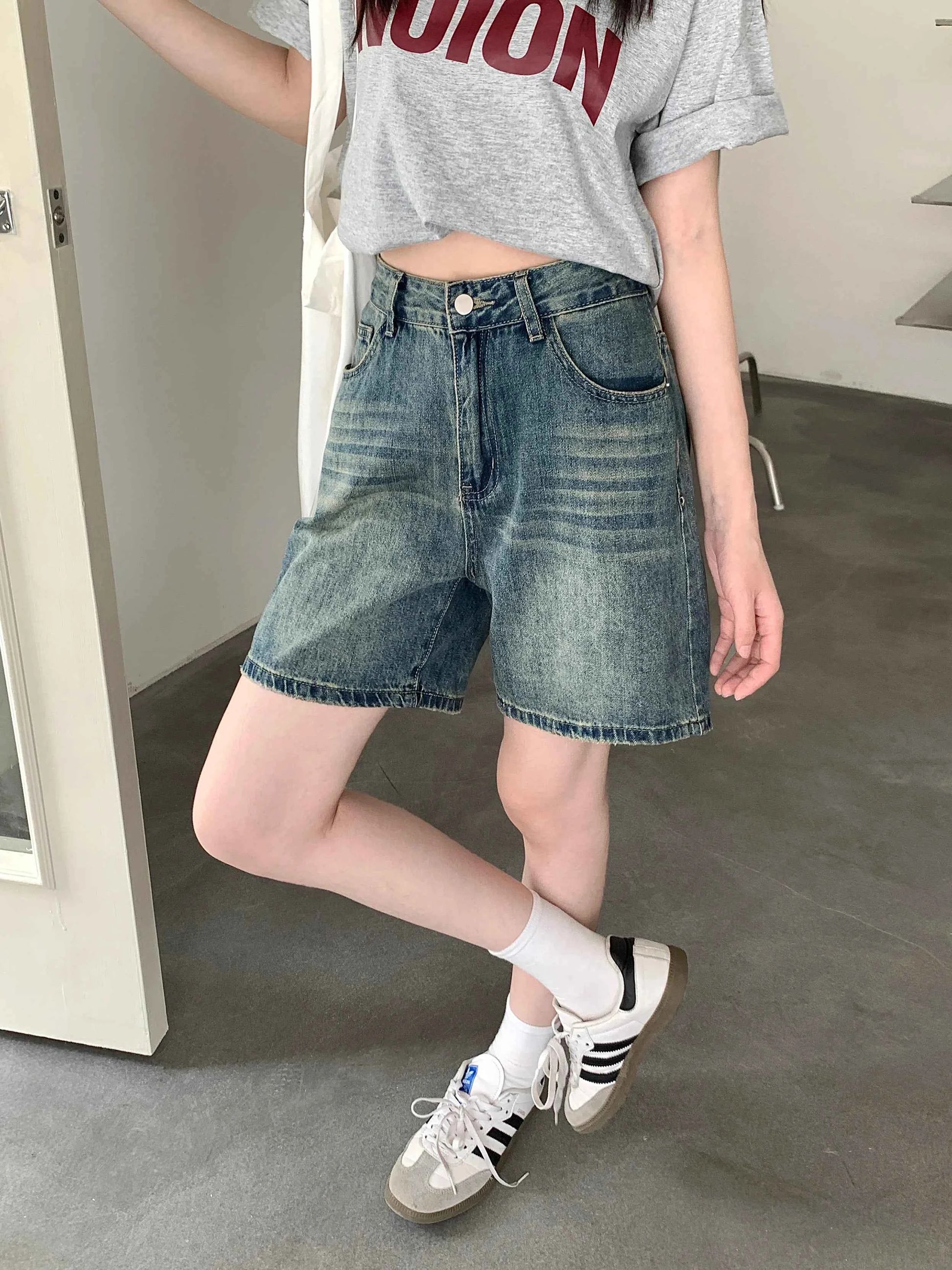 Women Vintage High Waist Denim Short