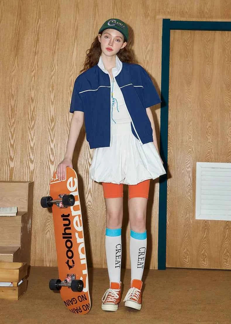 Color Block Sportswear Zip-Up Windbreaker Jacket