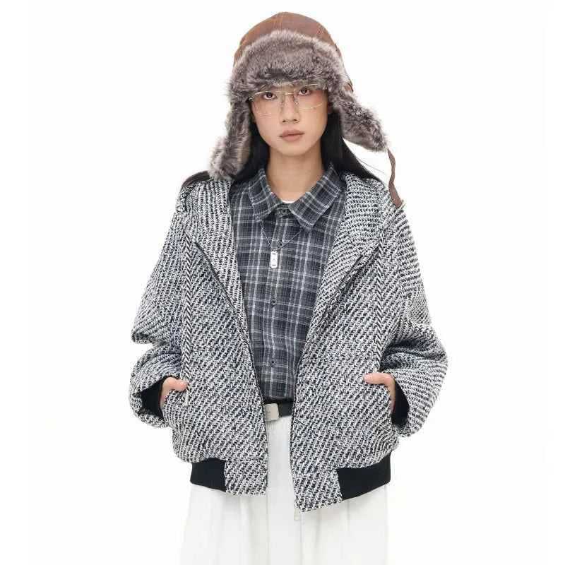 Y2K Elegant Gray Zip-Up Hooded Sweatshirt