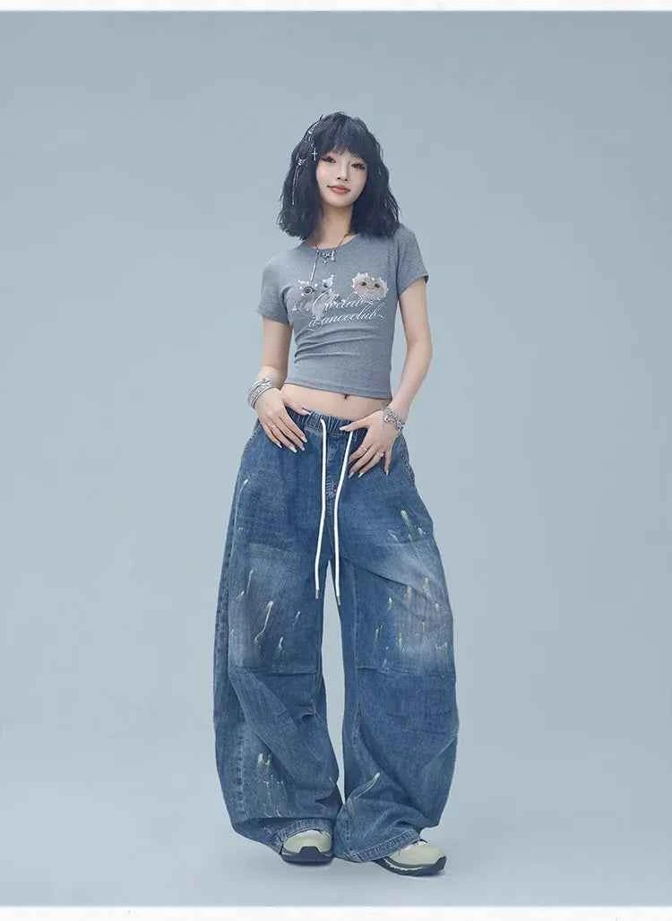 Aged Graffiti Washed Hip Hop Pants