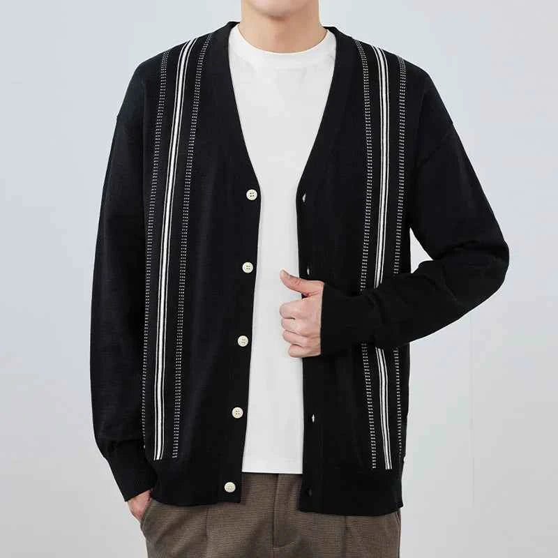 Retro Korean Style Patchwork Long Sleeve Cardigan