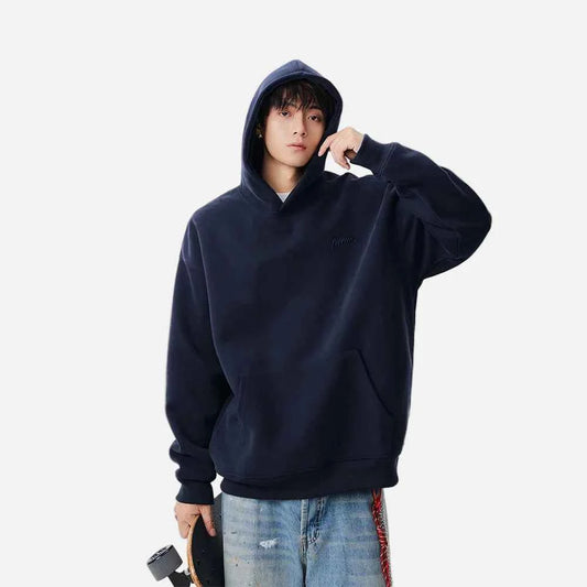 Minimalist Embroidered Logo Casual Hoodie
