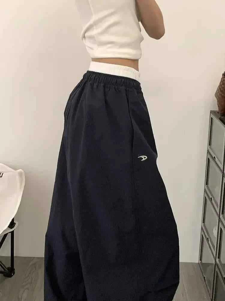 Cool High waist embroidery Wide Leg Pants