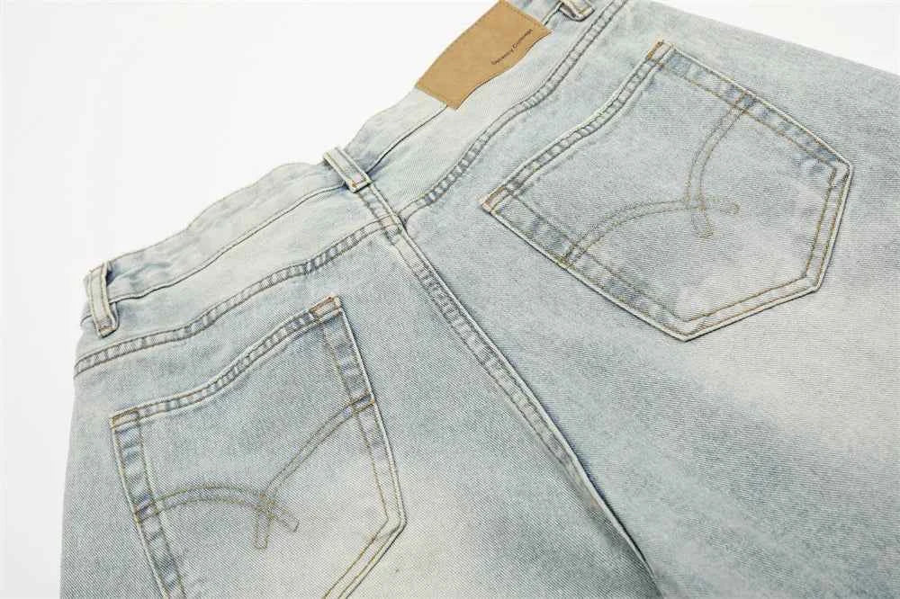 Streetwear Retro Distressed Washed Wide Leg Jorts