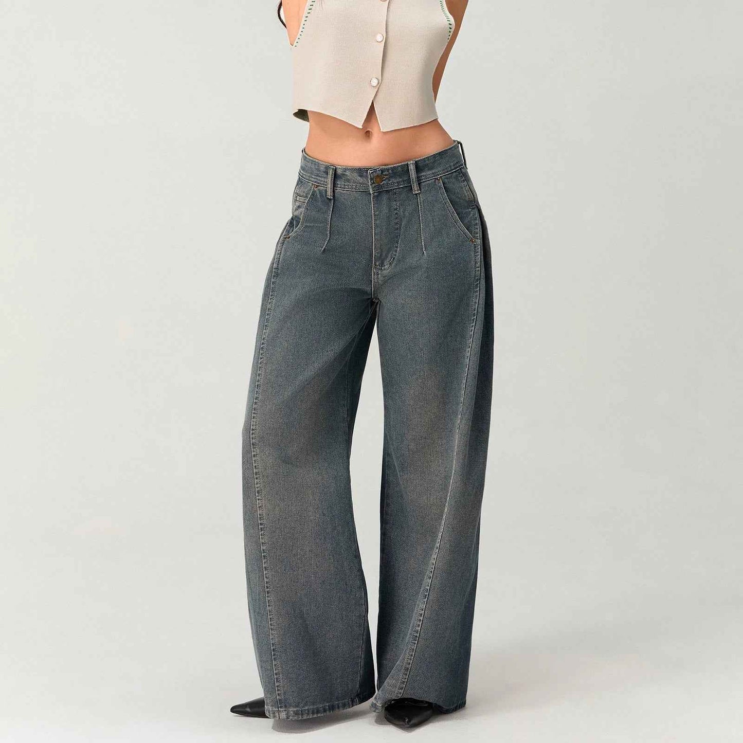 Retro Vintage Washed Denim Jeans