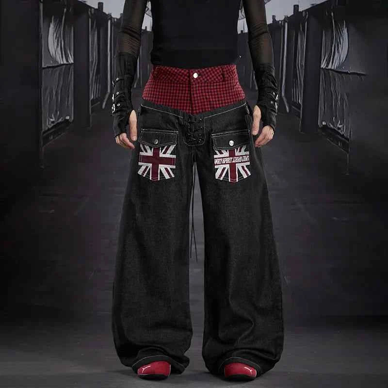 Marled New Double Layer Splicing Jeans