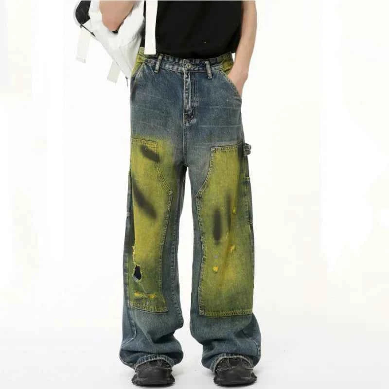 Retro Laidback Bottoms Vintage Tie Dye Baggy Jeans