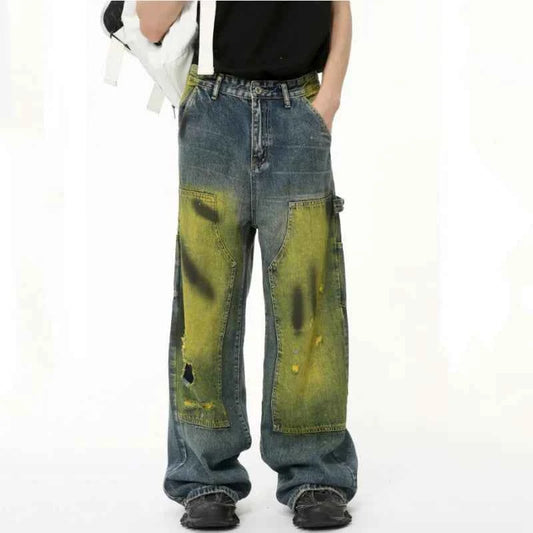 Retro Laidback Bottoms Vintage Tie Dye Baggy Jeans