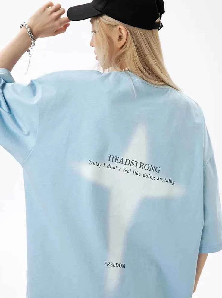 Y2K Oversized Freedom Hip Hop Print T-Shirt