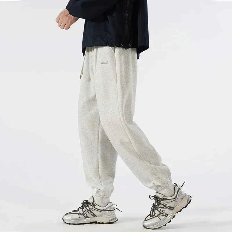 Vintage Letter Embroidered Elastic Waist Sweatpants