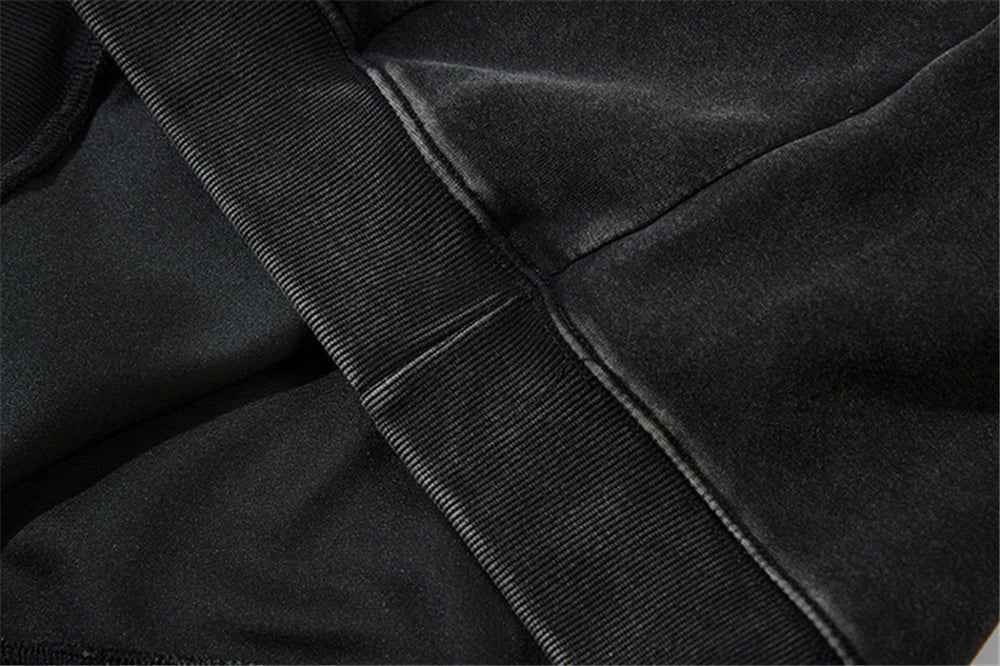 Effortless Streetwear Star Graphic Black Washed Hoodie