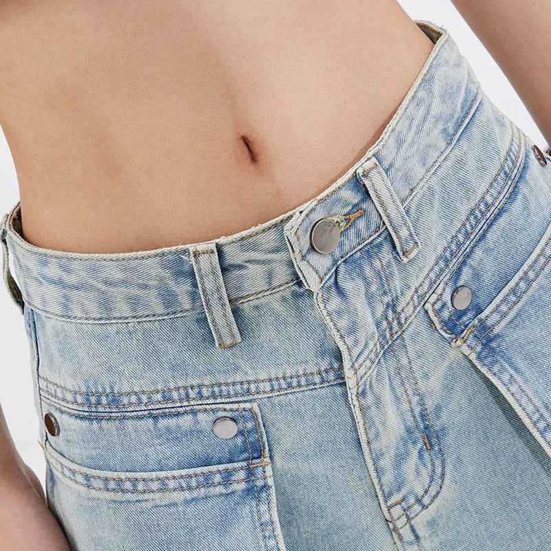 Vintage Cutting High Waist Wide Leg Jeans