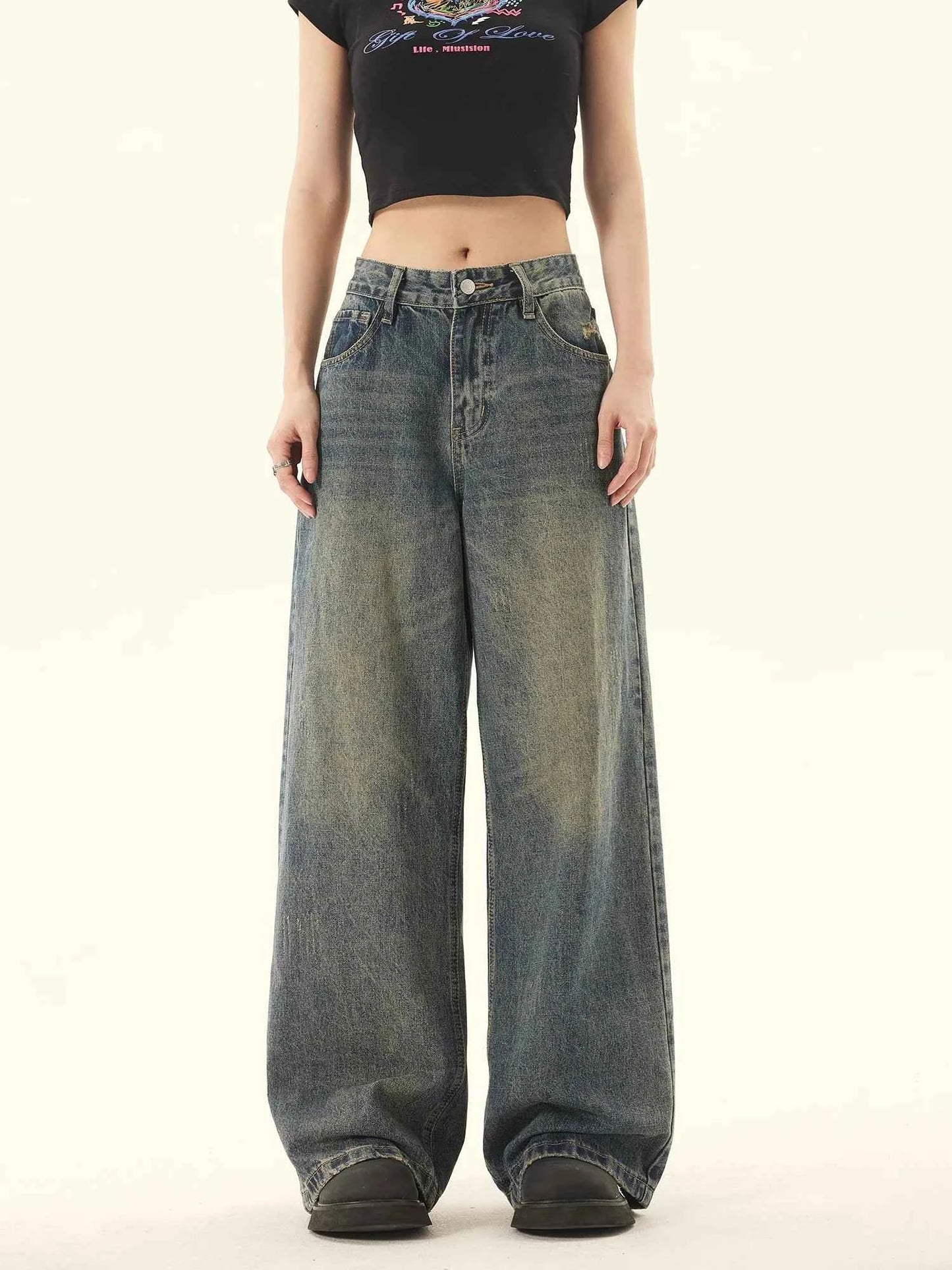 Gradual Change Washed Blue Jeans