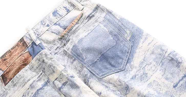 Streetwear Trendy Washed Tie Dye Wide Leg Jeans