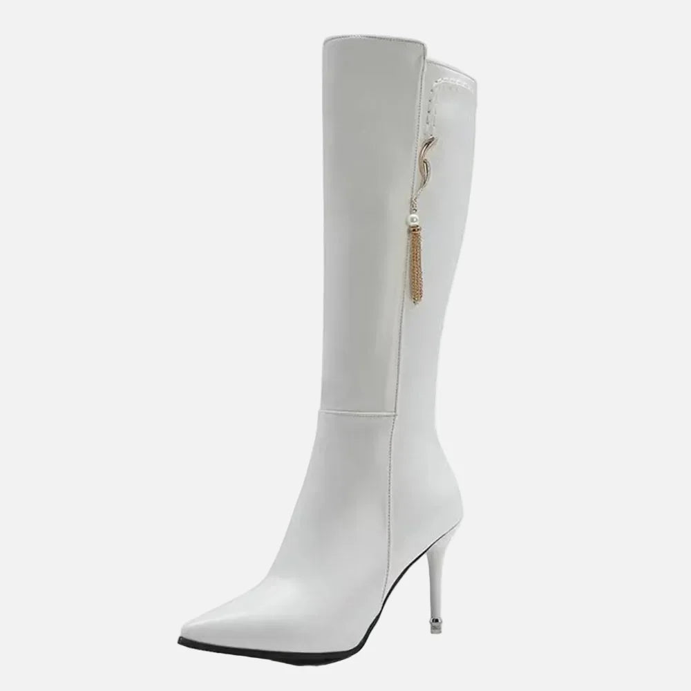Chic Pointed-Toe Stiletto Knee-High Boots - Luxuryurbanwear