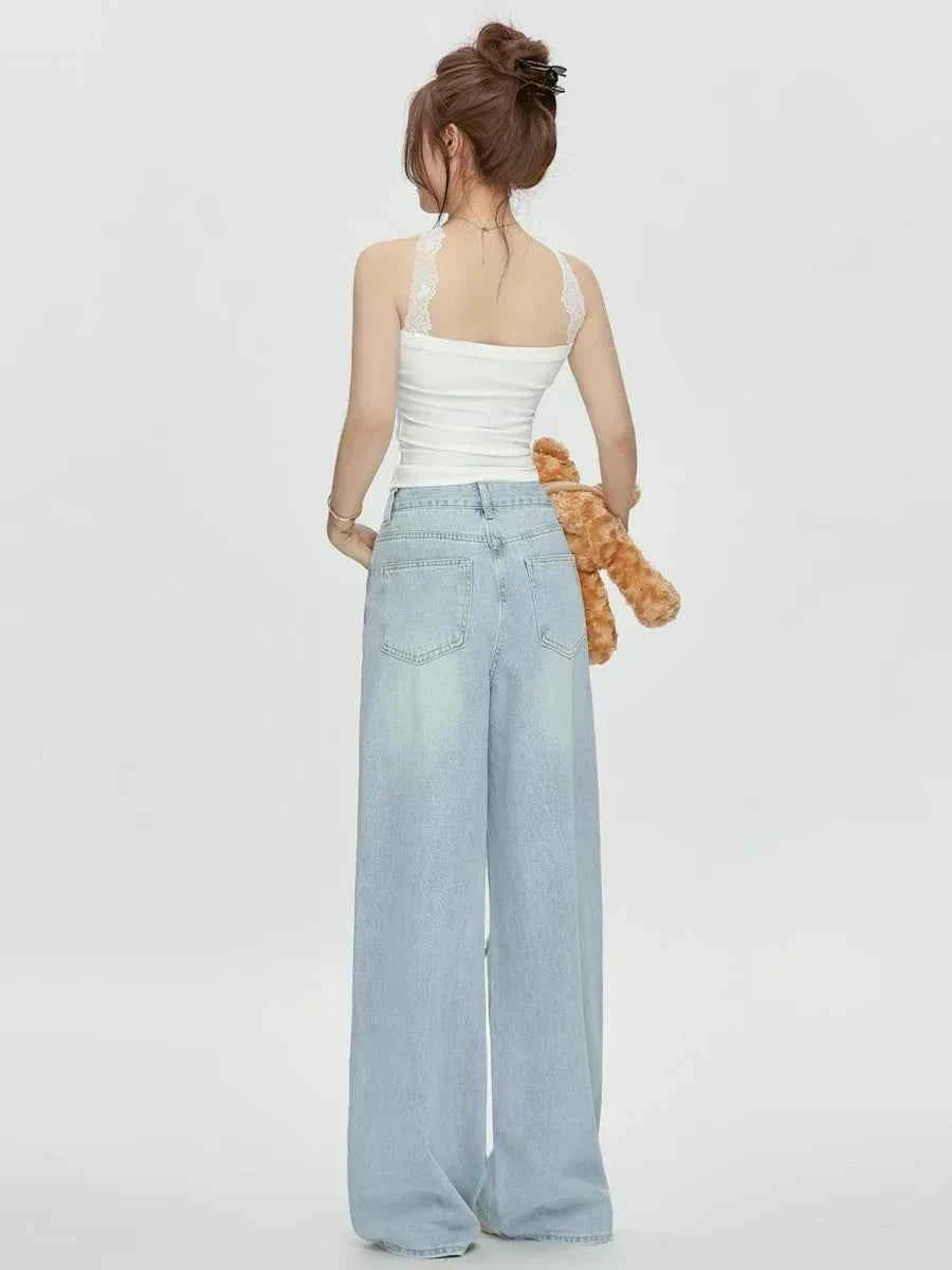 Vintage Destroyed Hollow Out Baggy Jeans