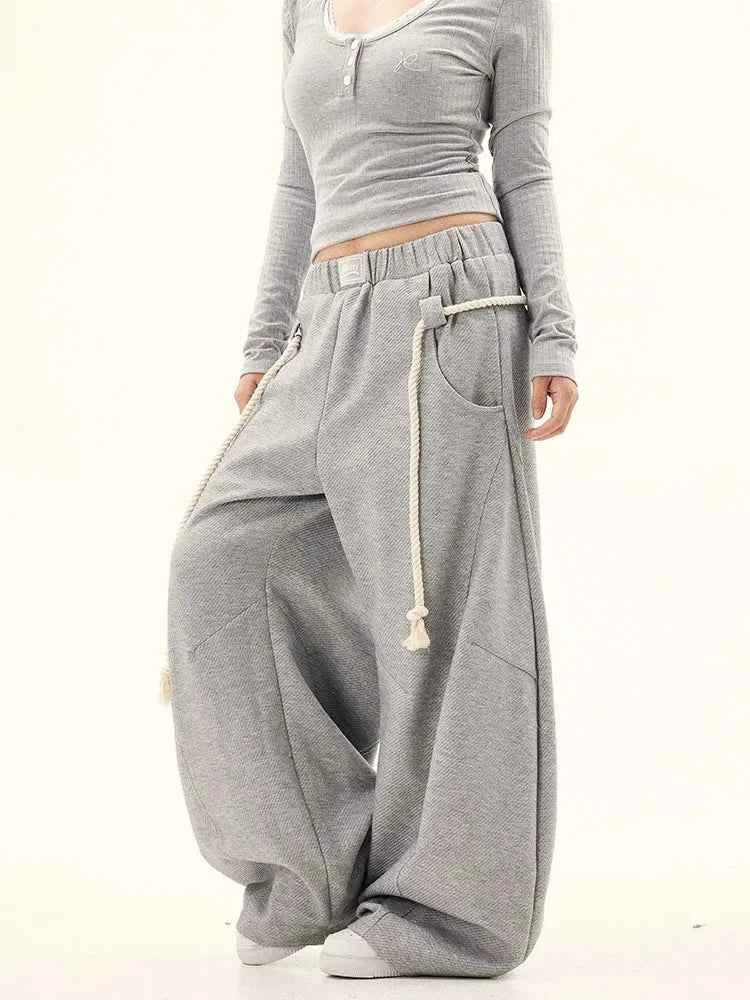 Effortless Cool Drawstring Wide Leg Sweatpants