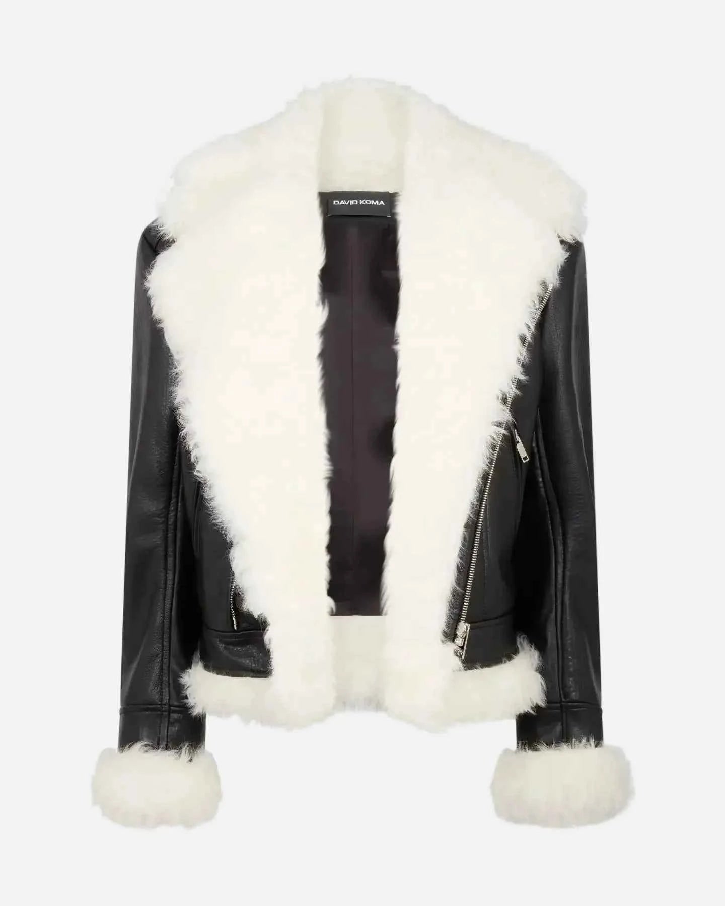 Luxurious High Quality Faux Fur PU Leather Jacket