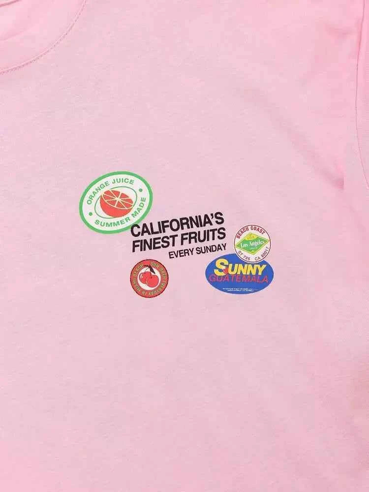 Pink Print Loose Summer T-Shirt