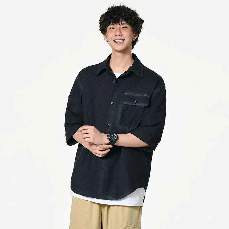 Cloud-Soft Contrast Lapel Casual Shirt
