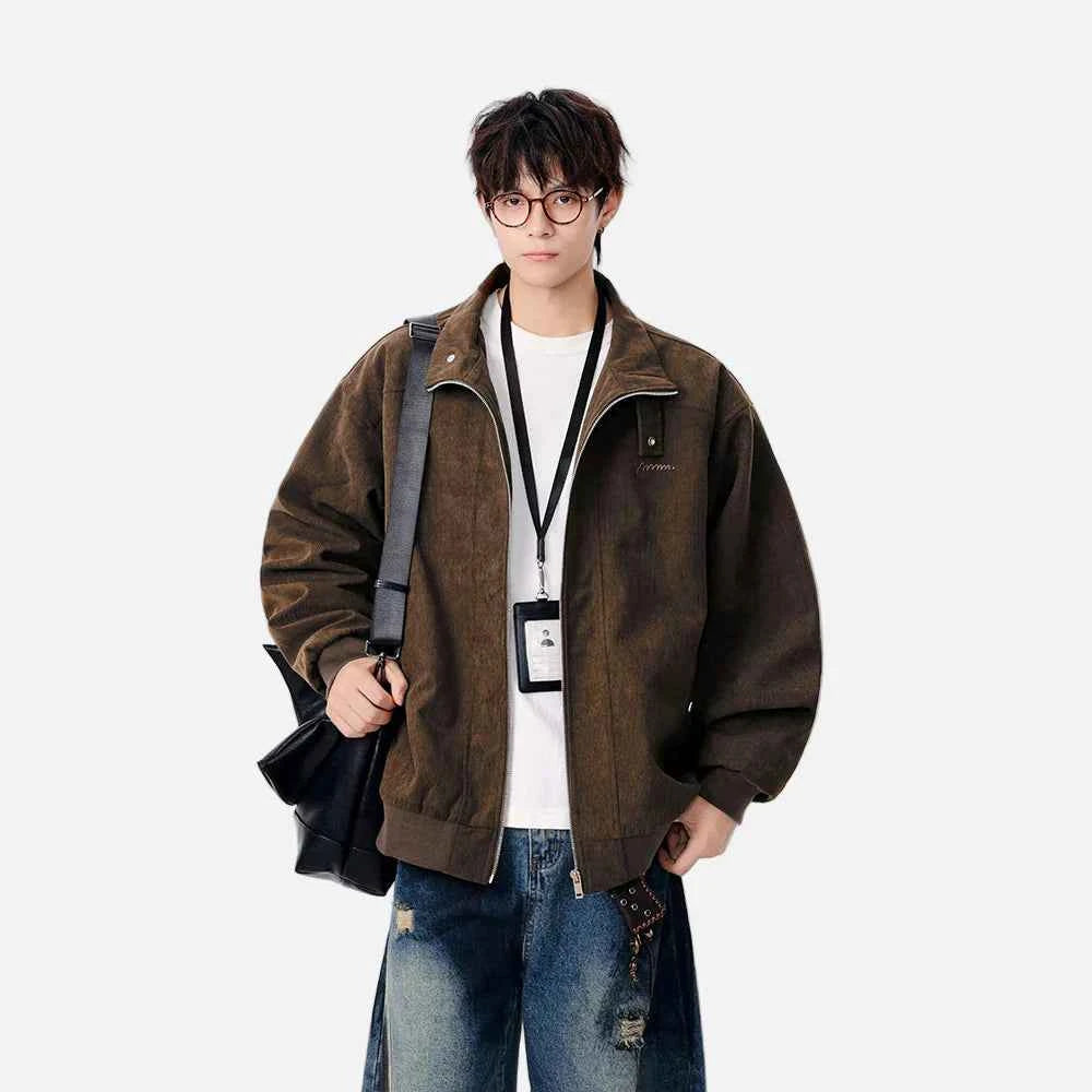 Signature Textured Stand-Up Collar Jacket