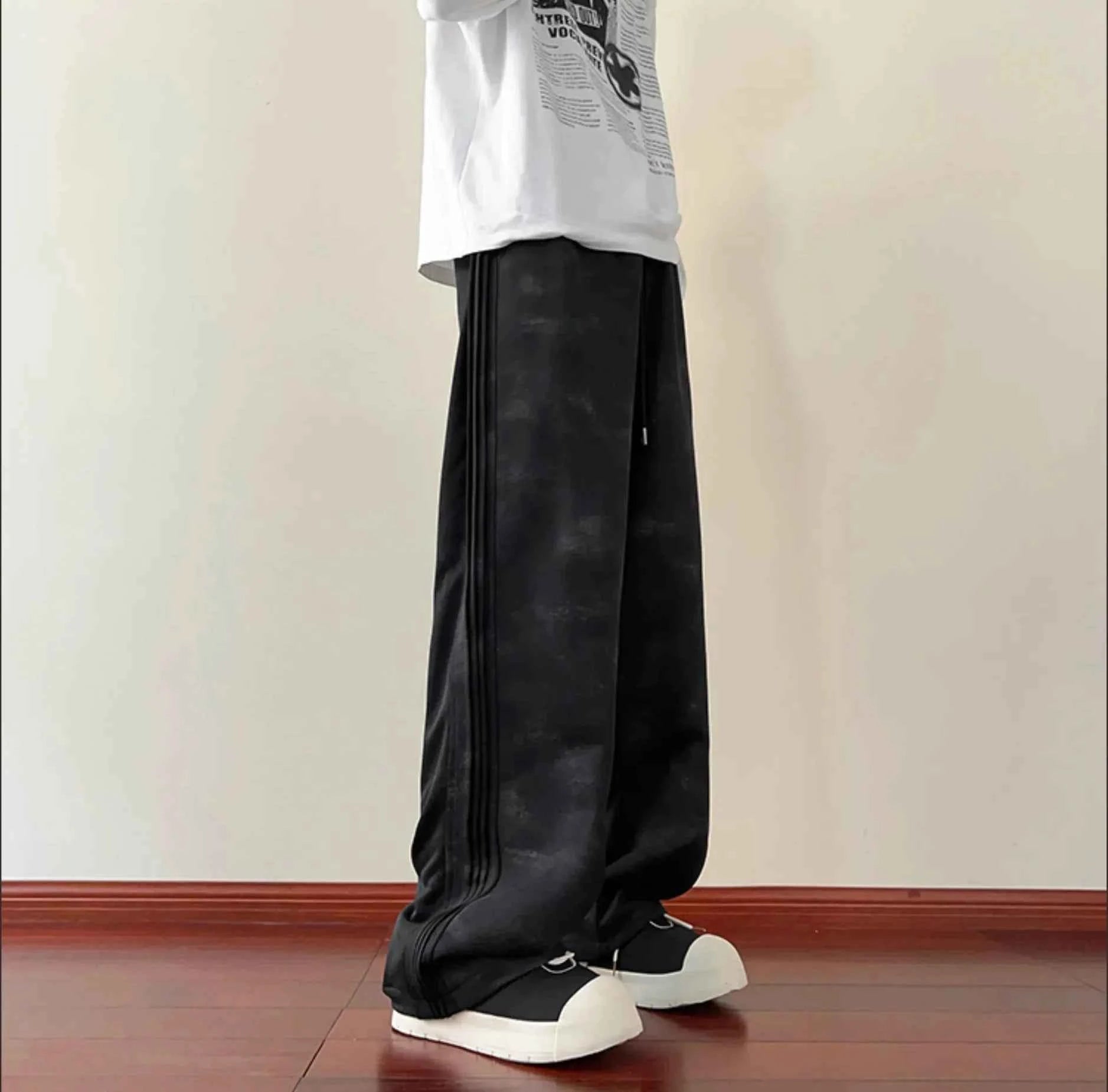 Patchwork Korean Style Wide Leg Casual Sweatpants
