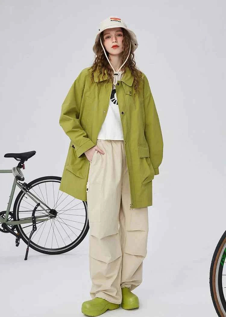 Y2K British Style Trench Mid Windbreaker Coat