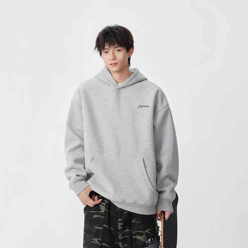 Minimalist Embroidered Logo Casual Hoodie
