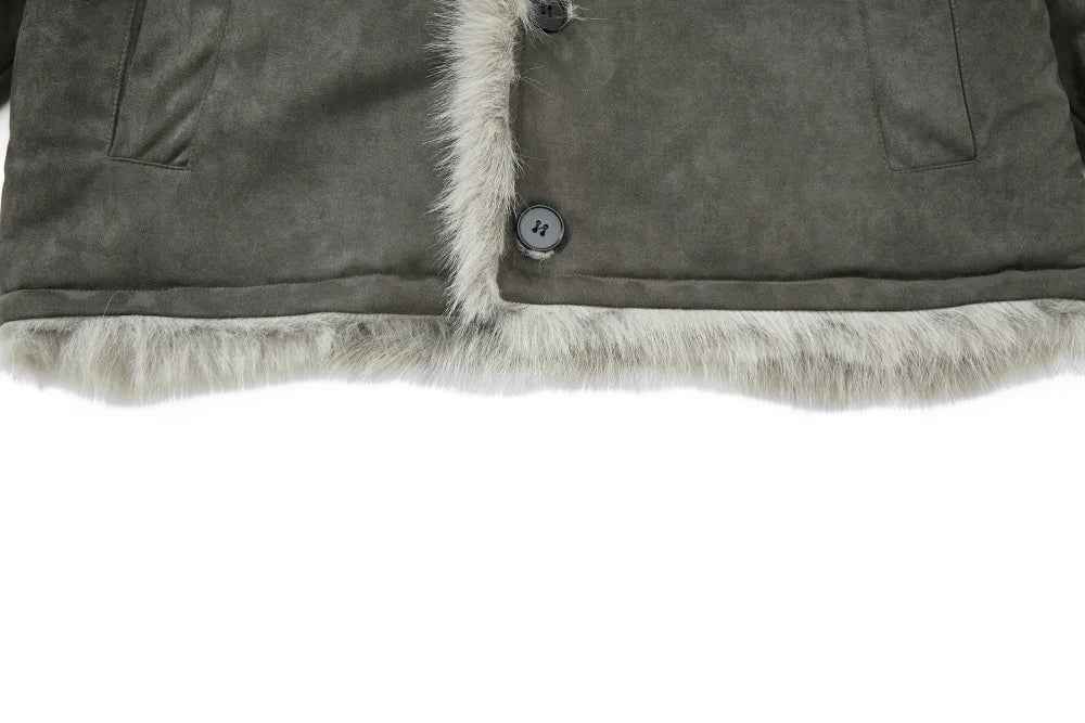 Breathable Single Breasted Faux Fur Jacket