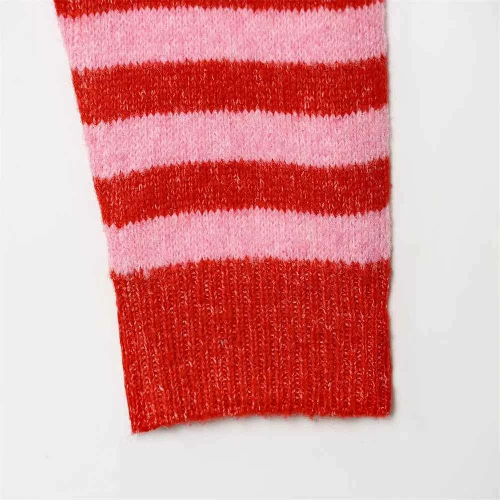 Versatile Striped Retro Loose Knit Cardigan