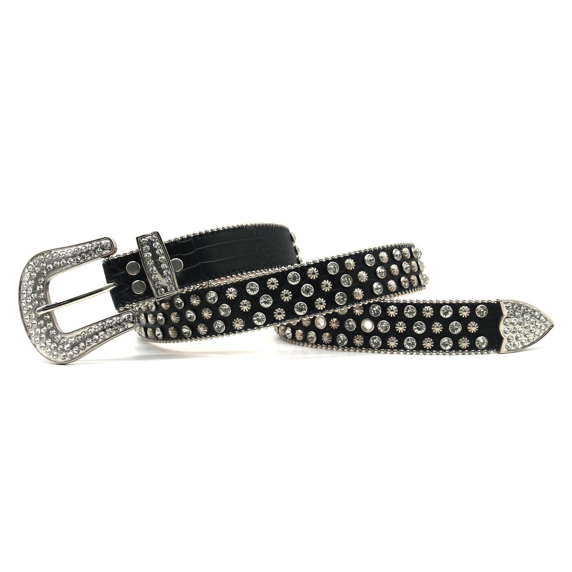 Midnight Spark Black Rhinestone Belt - Y2K Streetwear Accessory | LuxuryUrbanwear - Luxuryurbanwear