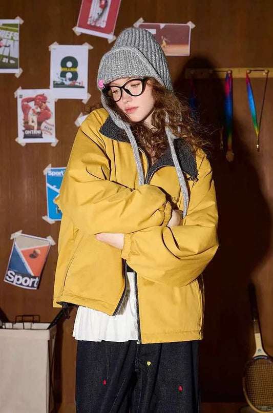 Winter Reversible Embroidered American Windbreaker Jacket