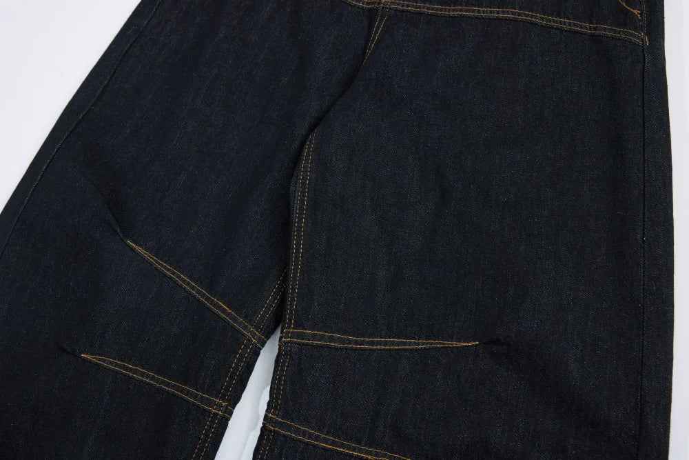 Streetwear Spliced Wide Leg Baggy Denim Jeans
