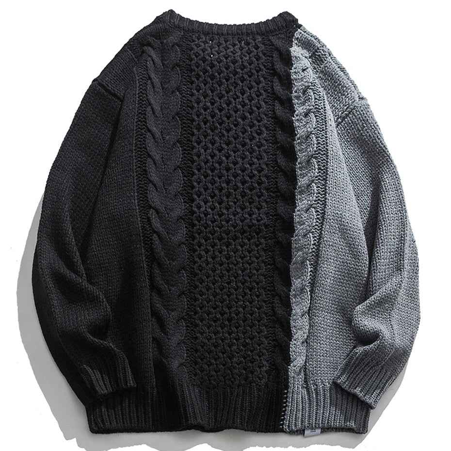 Y2K Unique Cozy Patchwork Knit Casual Sweater