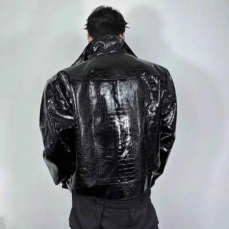 Spring Slim Leather Motorcycle Zipper Jacket