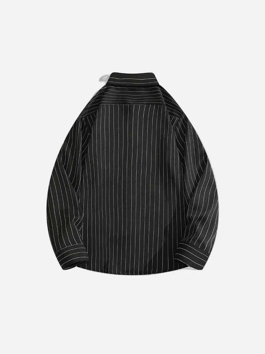 Stylish Korean Style Striped Lapel Long Sleeve Shirt