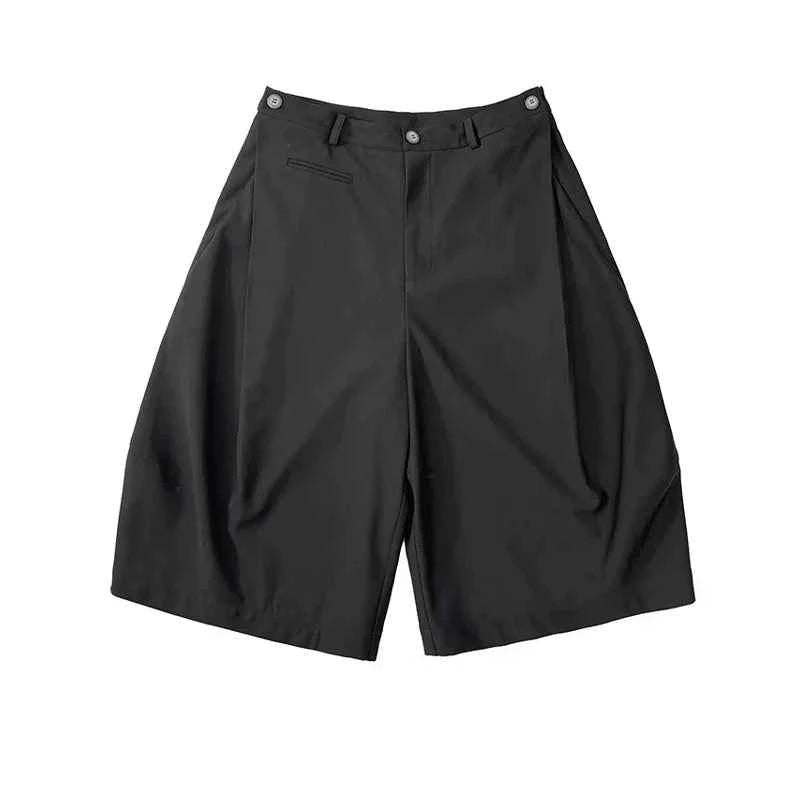 Black Soft Knee-Length Wide-Leg jorts