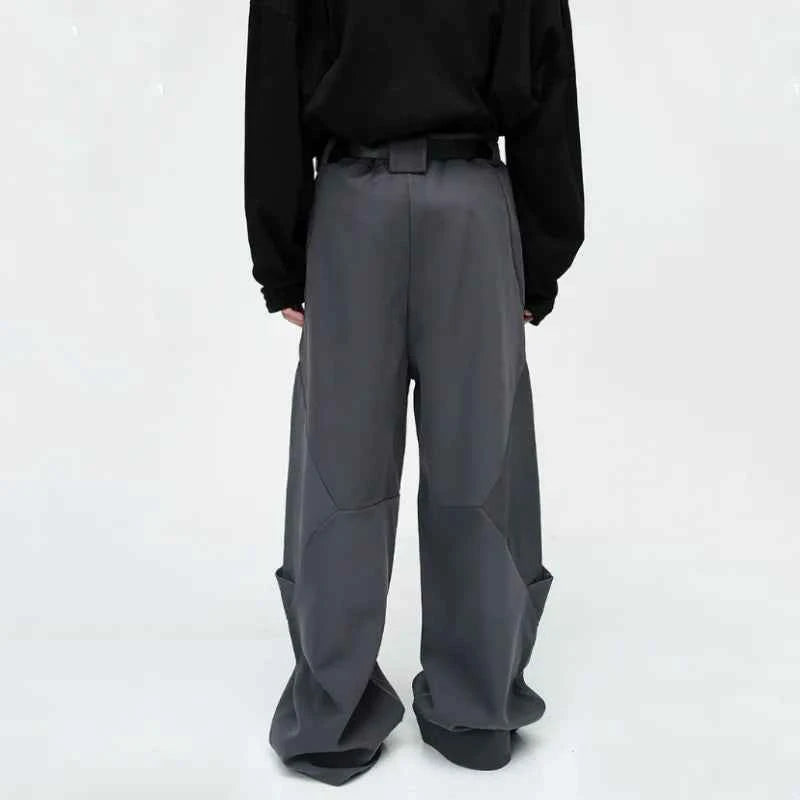 Diamond Patchwork Pleated Casual Pants