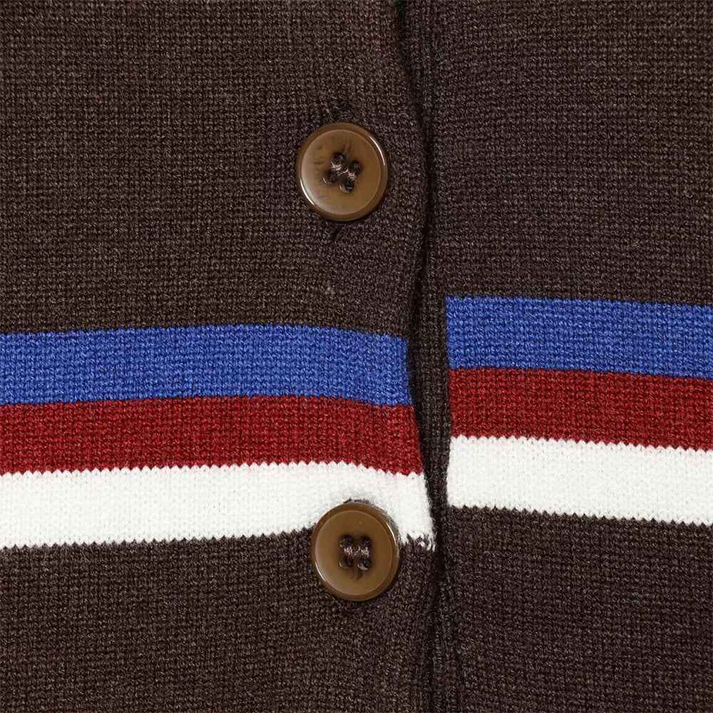 Academy Style Retro Striped Knit Polo Sweater