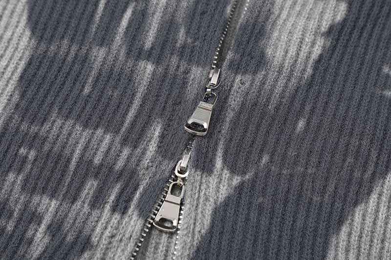 Graffiti Printed Ripped Knitted Zipper Cardigan