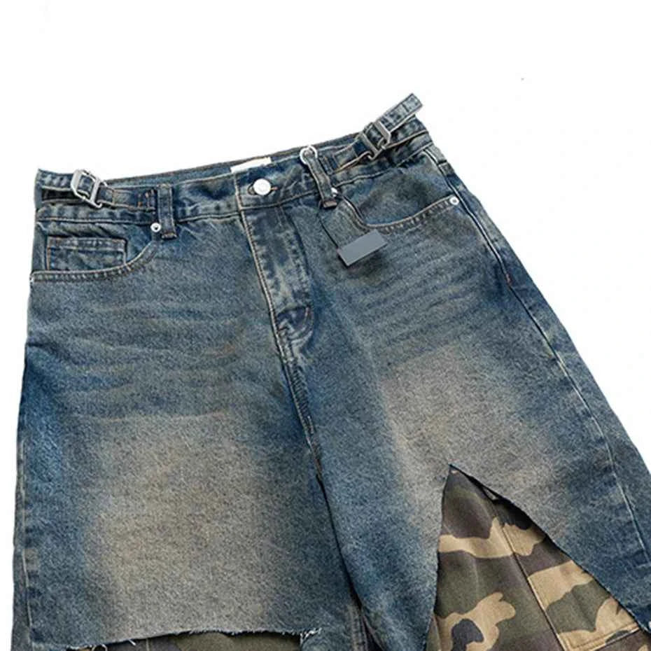 LUW Camouflage Patchwork Jeans - Multi-Tone Tactical Streetwear Denim | LuxuryUrbanwear