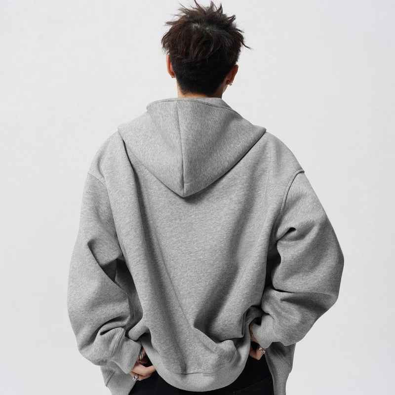 Irregular Design Double Zipper Hooded Sweatshirt