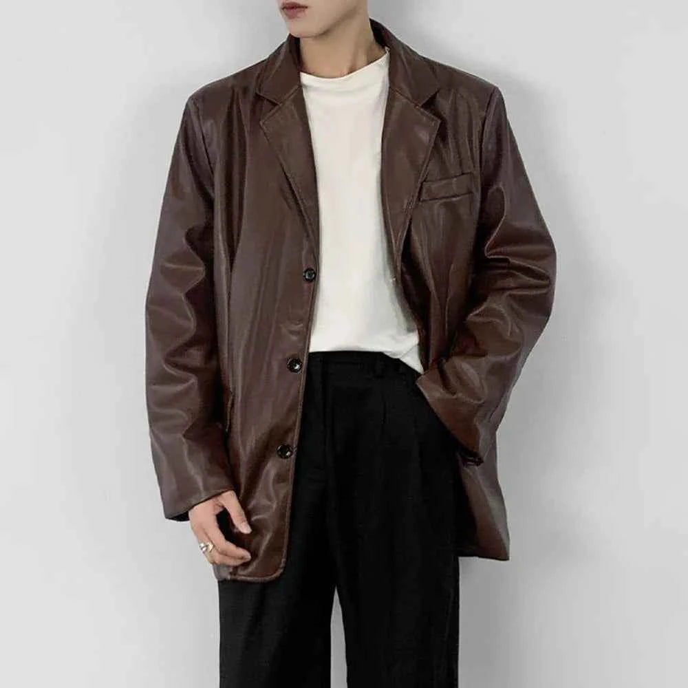 Men Youthful Grunge Moto PU Leather Jacket