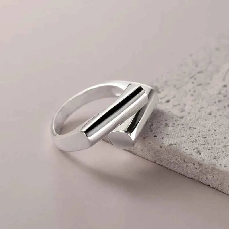 Women Classic Minimalist Geometric Silver Cross Ring