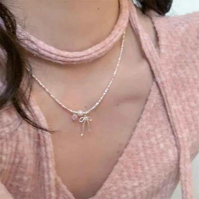 Y2K Bowknot Heart Choker Necklace