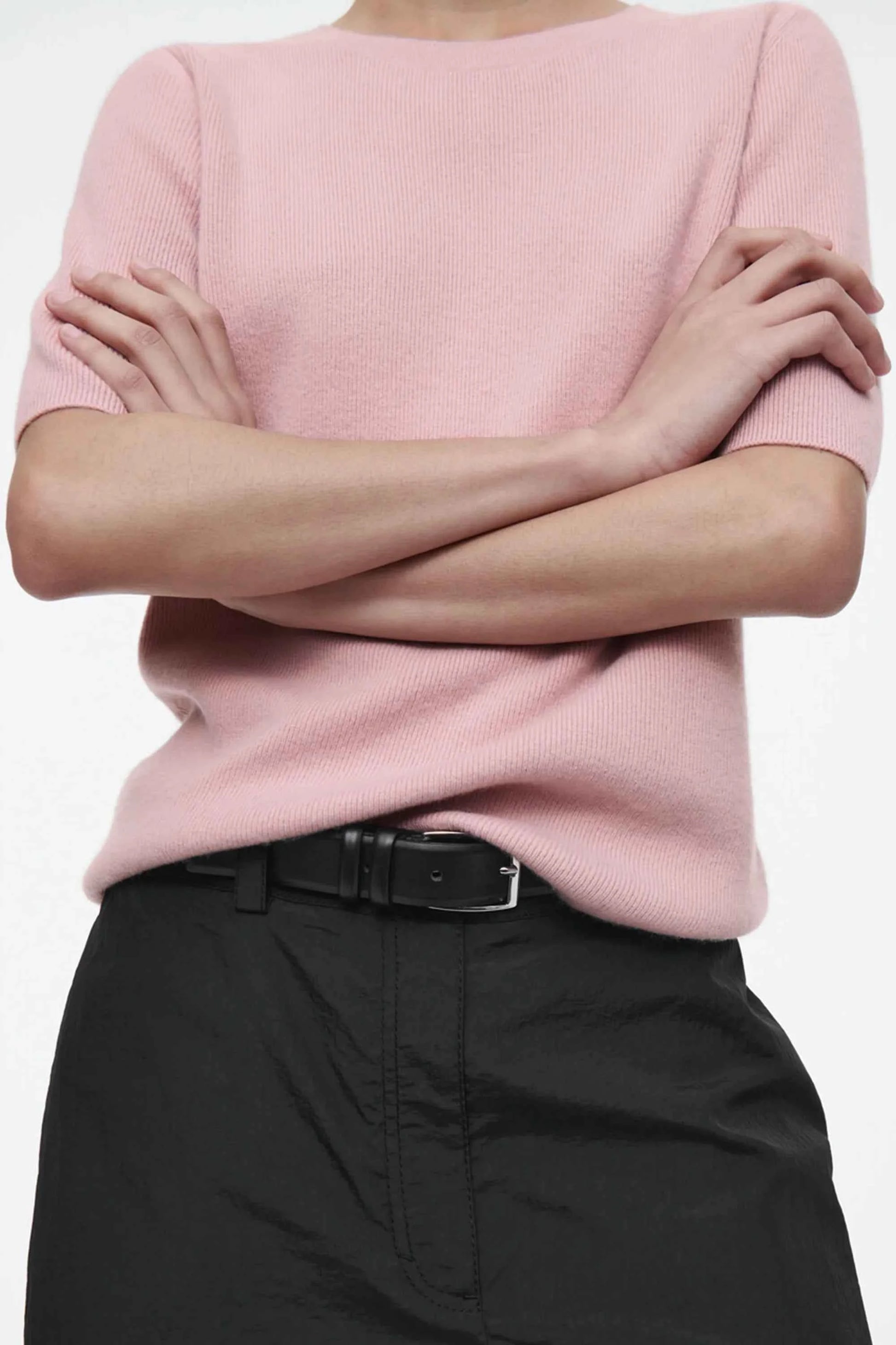 Women Pink Ethereal Spring Casual Knit T-Shirt