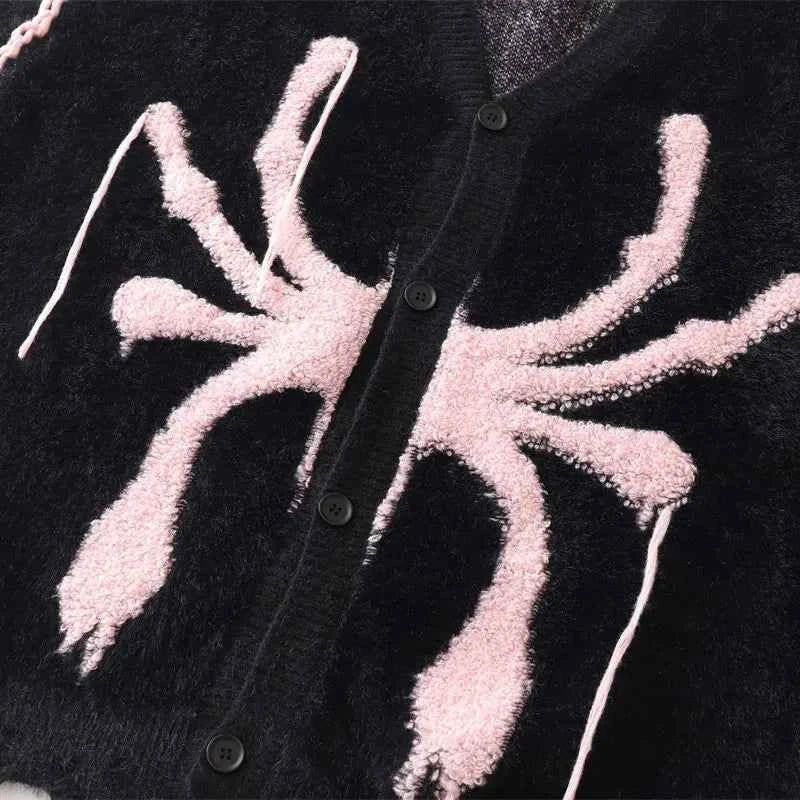 Gothic Oversized Knitted Spider Casual Cardigan